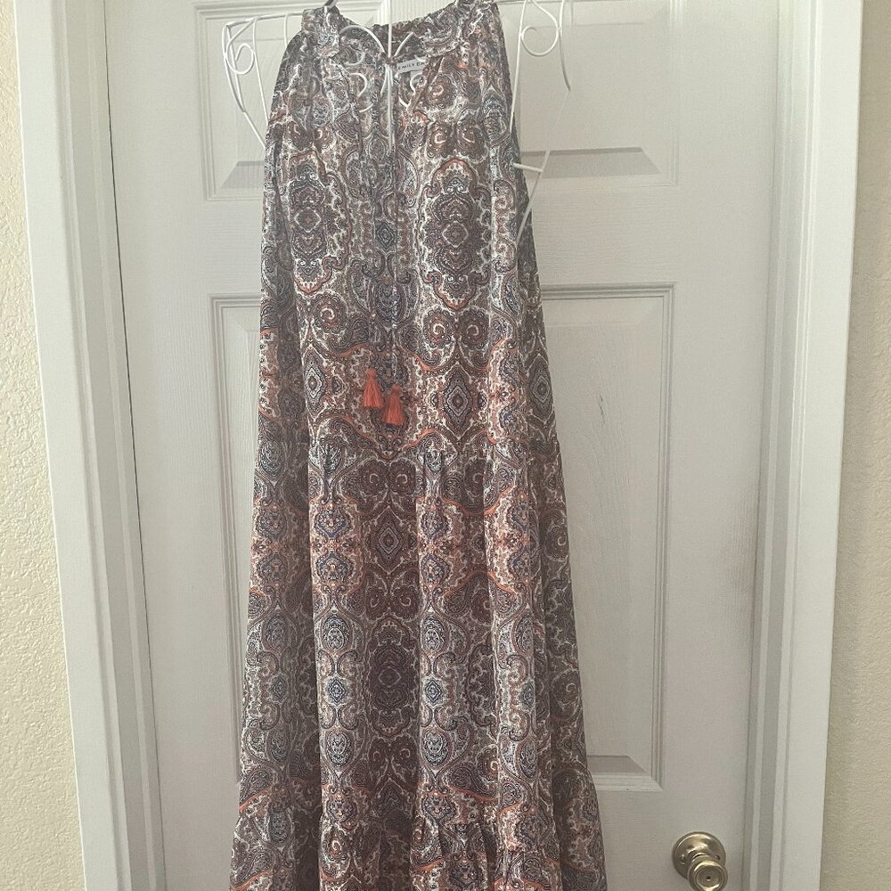 Emily Daniels Boho Maxi paisley layered sleeveless Maxi Dress Size XL